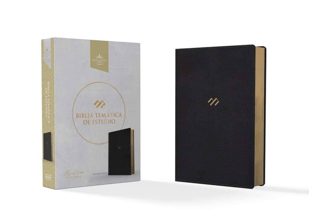 BIBLIA TEMÁTICA DE ESTUDIO RV1960 C/ CONC. Y PJR PIEL GENUINA NEGRO