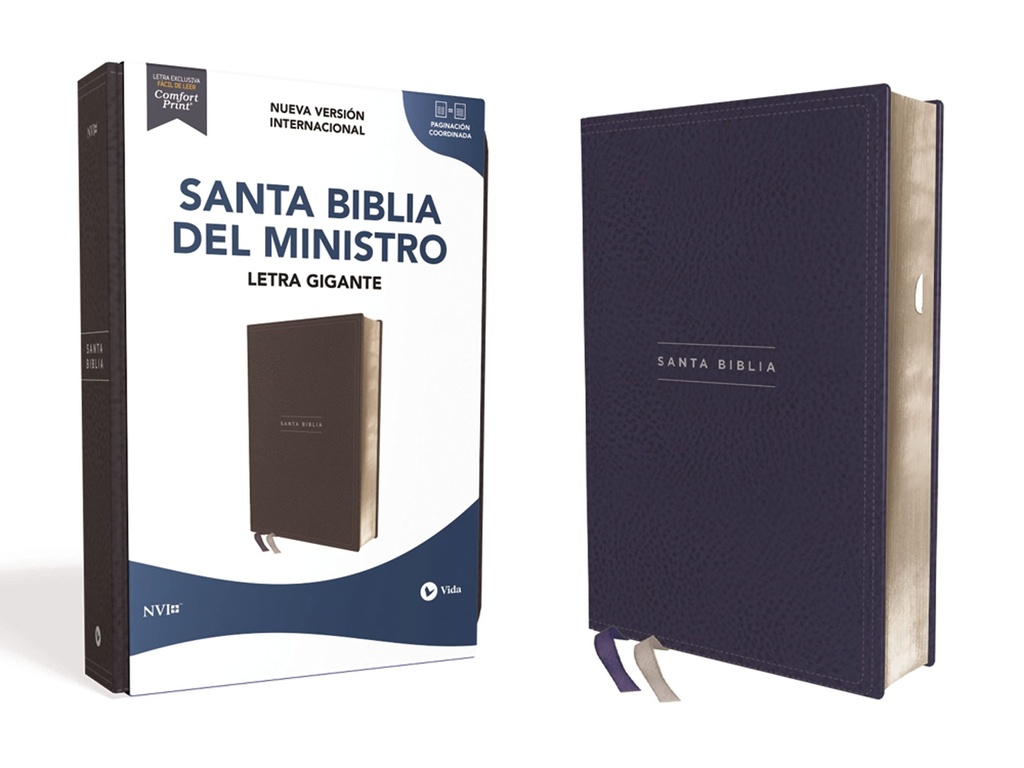 SANTA BIBLIA DEL MINISTRO LG NVI CUERO SUAVE AZUL MARINO