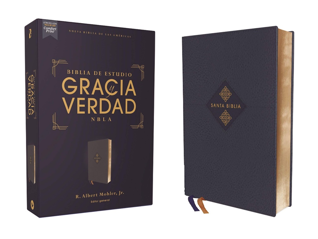 BIBLIA DE ESTUDIO GRACIA Y VERDAD NBLA CUERO SUAVE AZUL MARINO